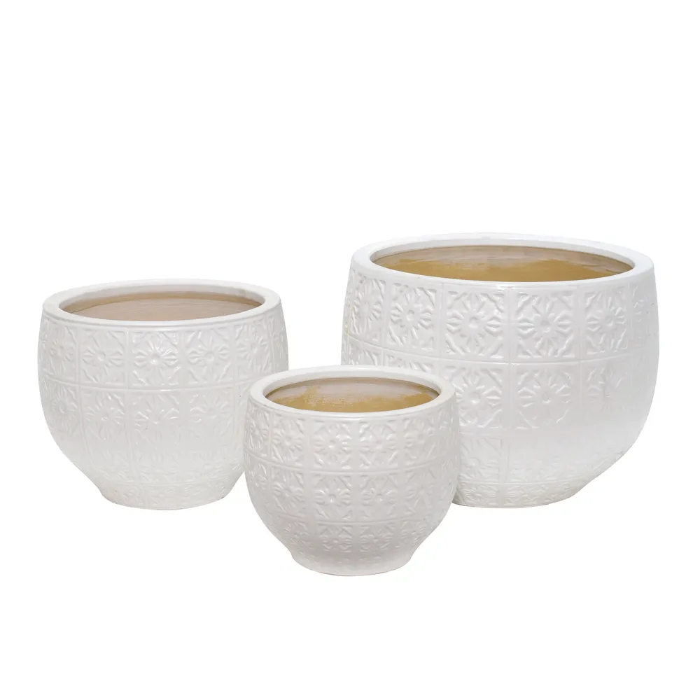 GUNNBROOK SET OF 3 WHITE PLANTER 11 (IN)