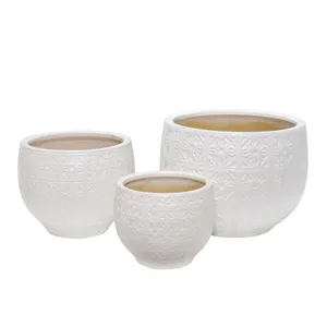 GUNNBROOK SET OF 3 WHITE PLANTER 11 (IN) 1