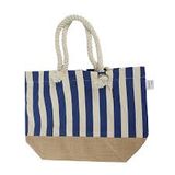 JUTE STRIPE HIP BAG W ROPE STRAP & COCONUT - NAVY 1