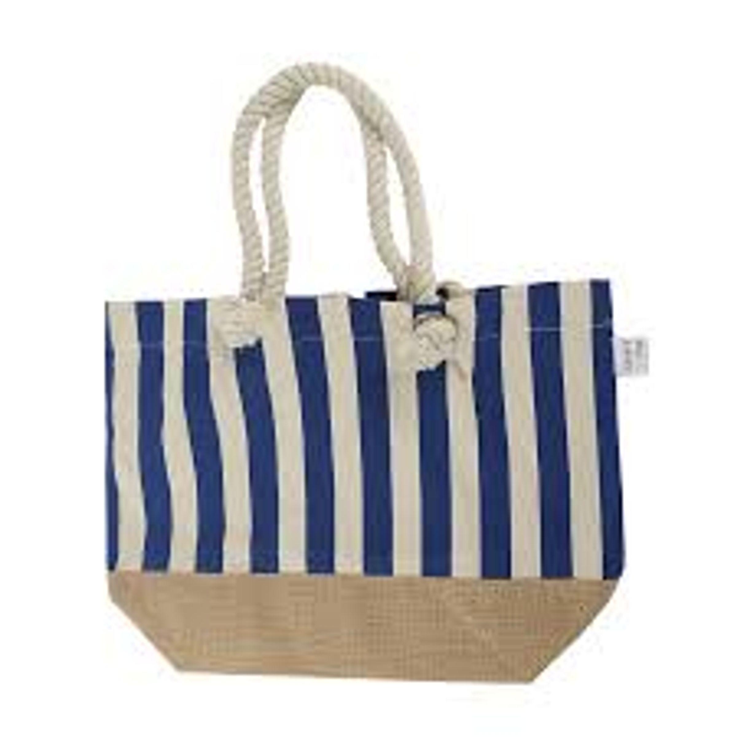 JUTE STRIPE HIP BAG W ROPE STRAP & COCONUT - NAVY
