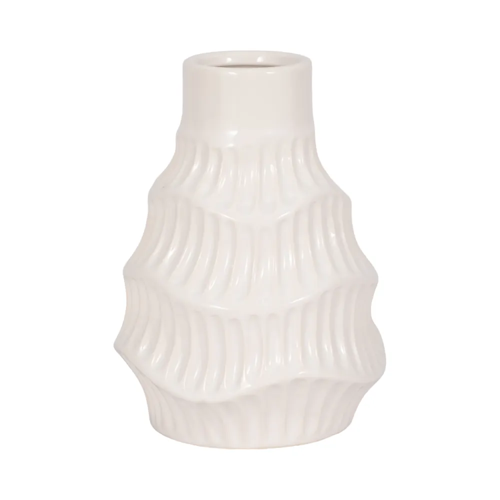 WELDONBEACH WHITE VASE 8 (IN)