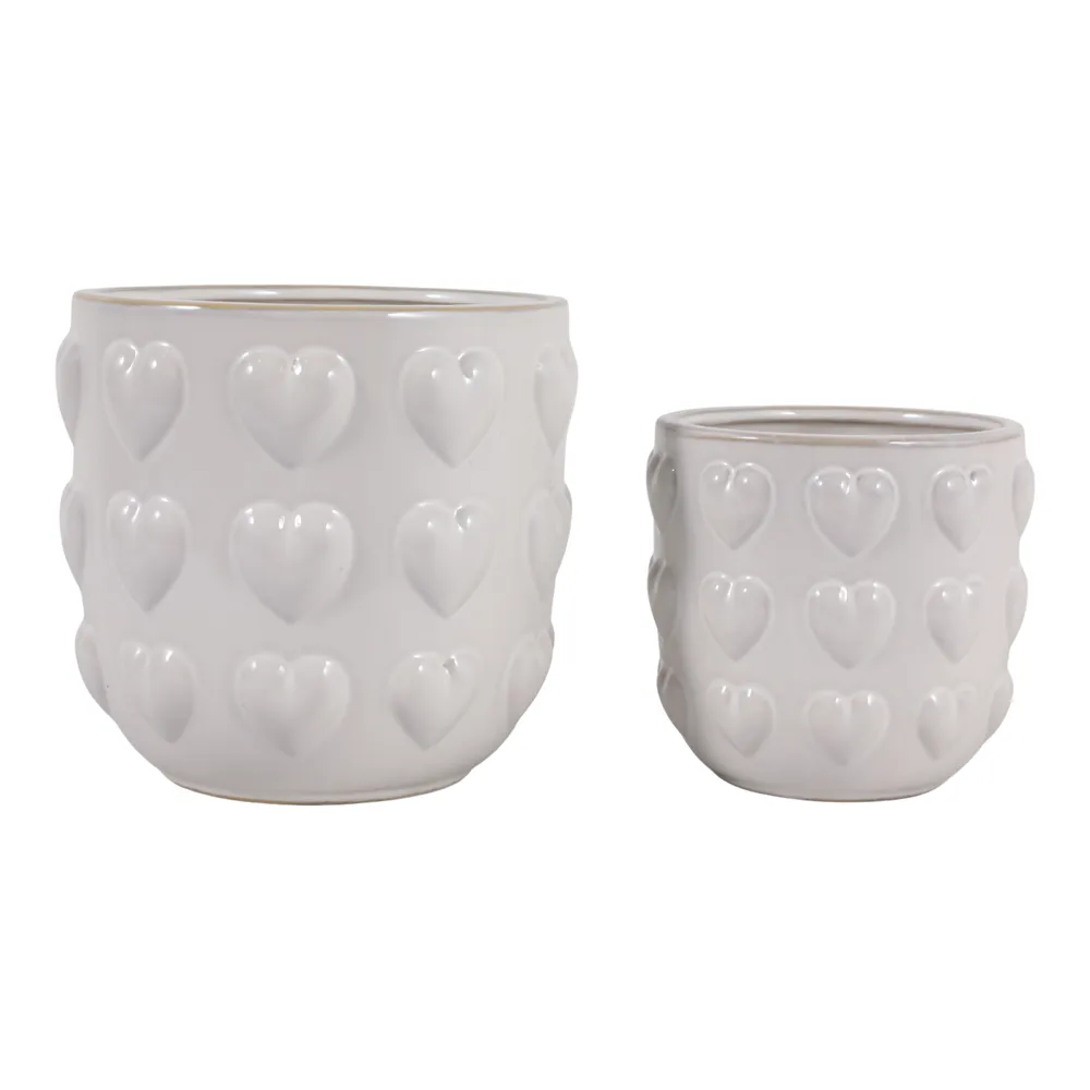 DRAPEROAK SET OF 2 IVORY PLANTER 7 (IN)