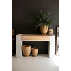 Textured Console with Wooden Top 1