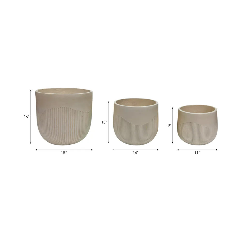 TODDCLIFF SET OF 3 IVORY PLANTER 16 (IN)