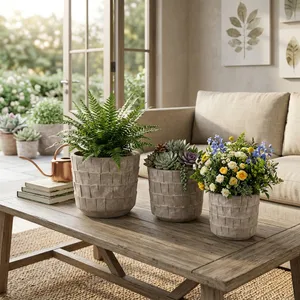 HOUSTONHAVEN SET OF 3 GRAY PLANTER 8 (IN) 11