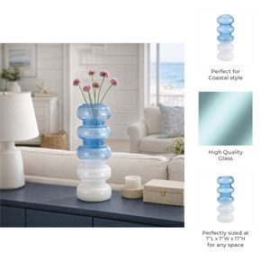 HARLOWFIELD BLUE GLASS VASE 17 (IN) 9