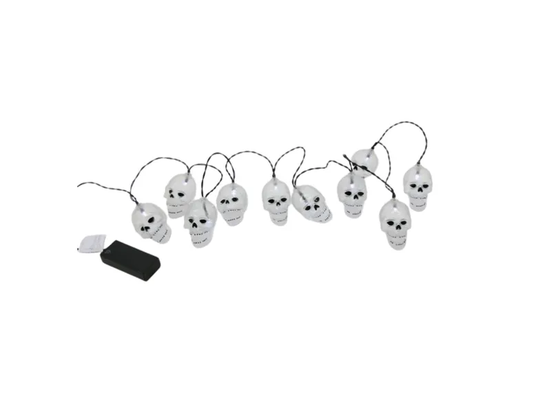 6ft Battery-Operated Glitter Skull LED String Lights 1