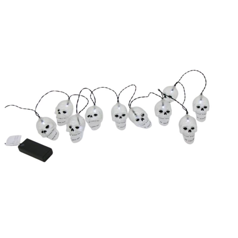 6ft Battery-Operated Glitter Skull LED String Lights