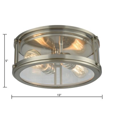 Coby 13″ Wide 2-Light Flush Mount - Brushed Nickel