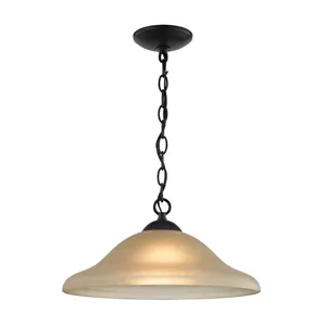 Conway 15'' Wide 1-Light Pendant - Oil Rubbed Bronze with Light Amber Glass 1