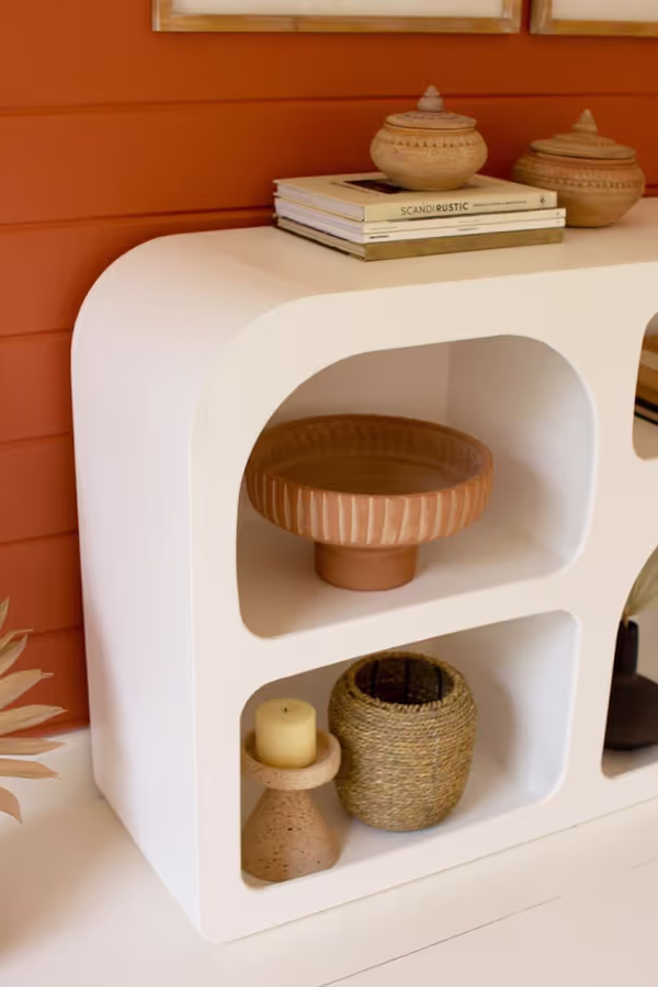 Textured White Console Cubby