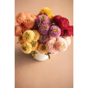 Bundle of 7 Artificial Yellow Ball Dahlias 4