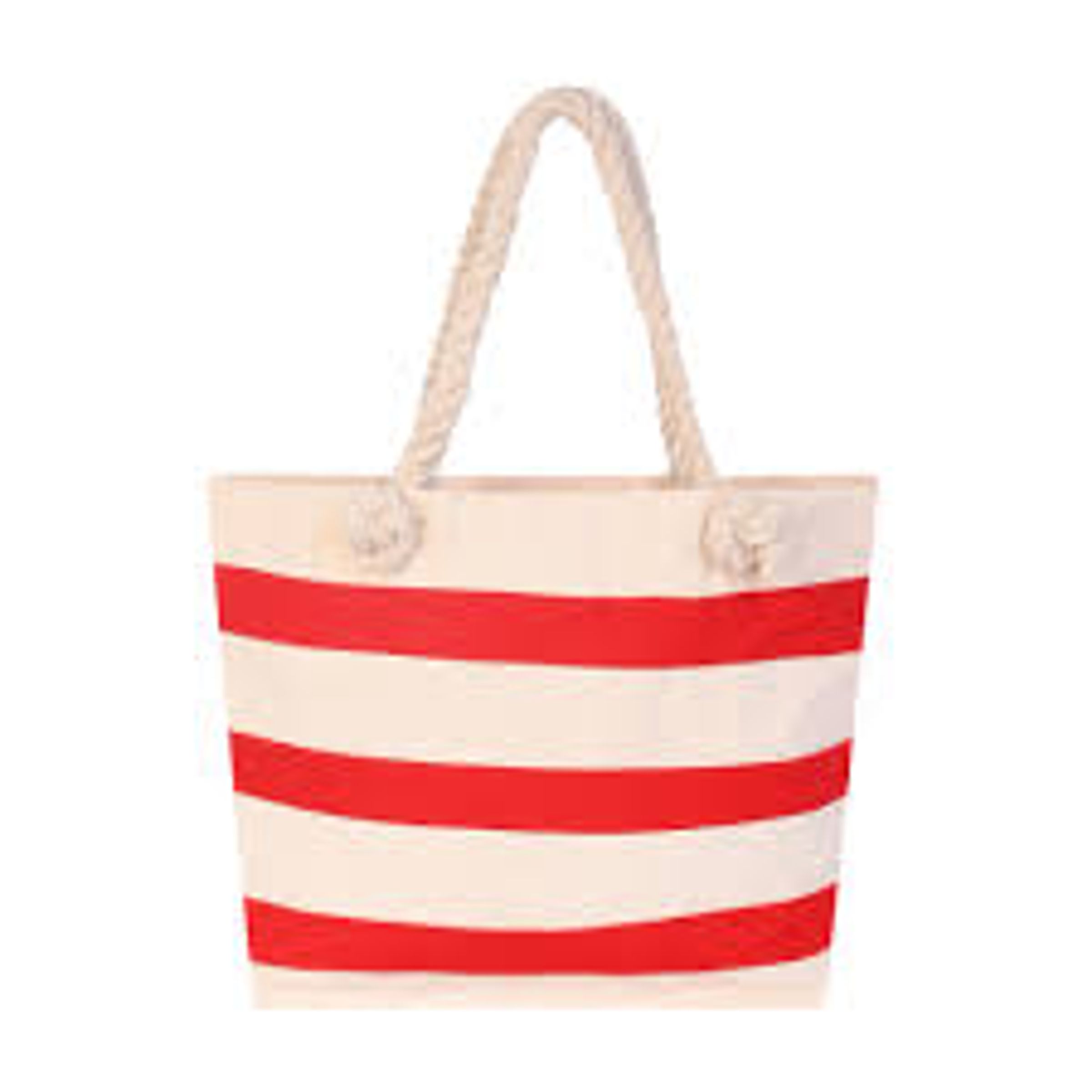 WHITE TOTE W ROPE HANDLE & JUTE - LOBSTER - RED