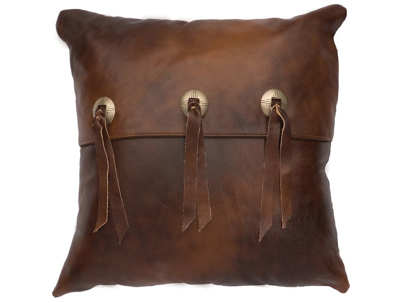 Harness Leather Pillow - Fabric Back thumbnail