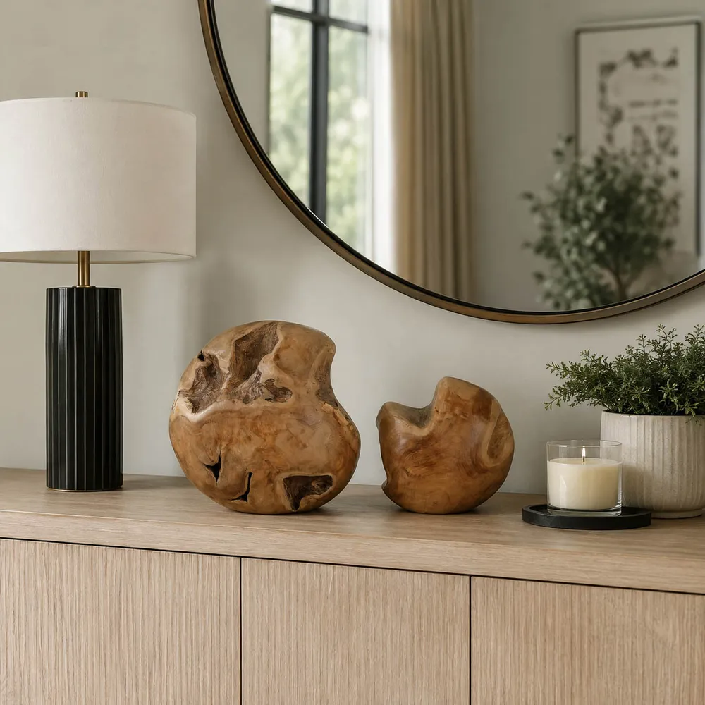 HEATHMOOR SET OF 2 BROWN ORBS 12 (IN)