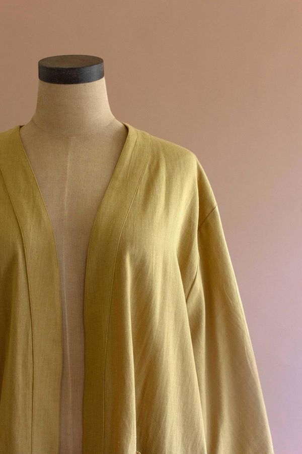 Short Kimono with Front Pockets - Pistachio