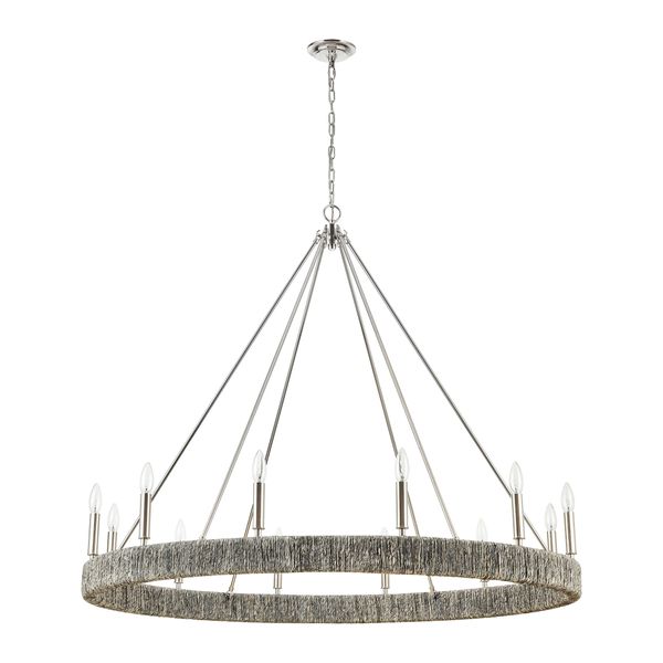 Abaca 48'' Wide 12-Light Chandelier - Polished Nickel