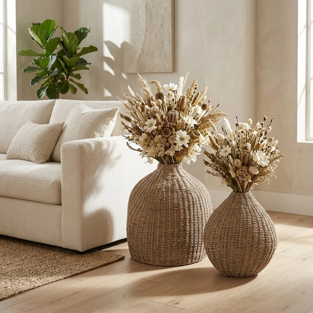 WYLERMORE SET OF 2 TAN VASES 21 (IN)