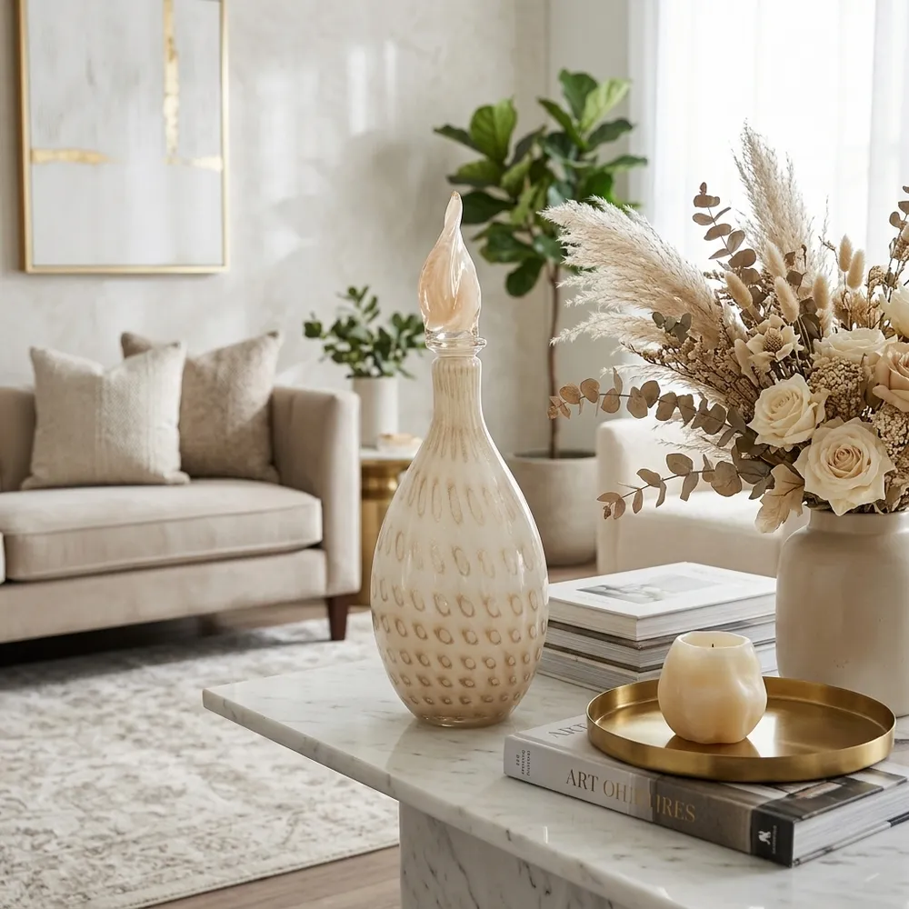 DENTONSHAW IVORY GLASS VASE 18 (IN)
