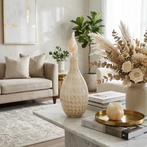 DENTONSHAW IVORY GLASS VASE 18 (IN) 11