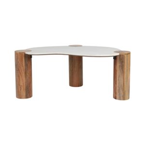 42X18" CURVED COFFEE TABLE, WHITE/NATURAL 5