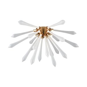 Spiritus 24'' Wide 4-Light Flush Mount - Aged Brass with White 5