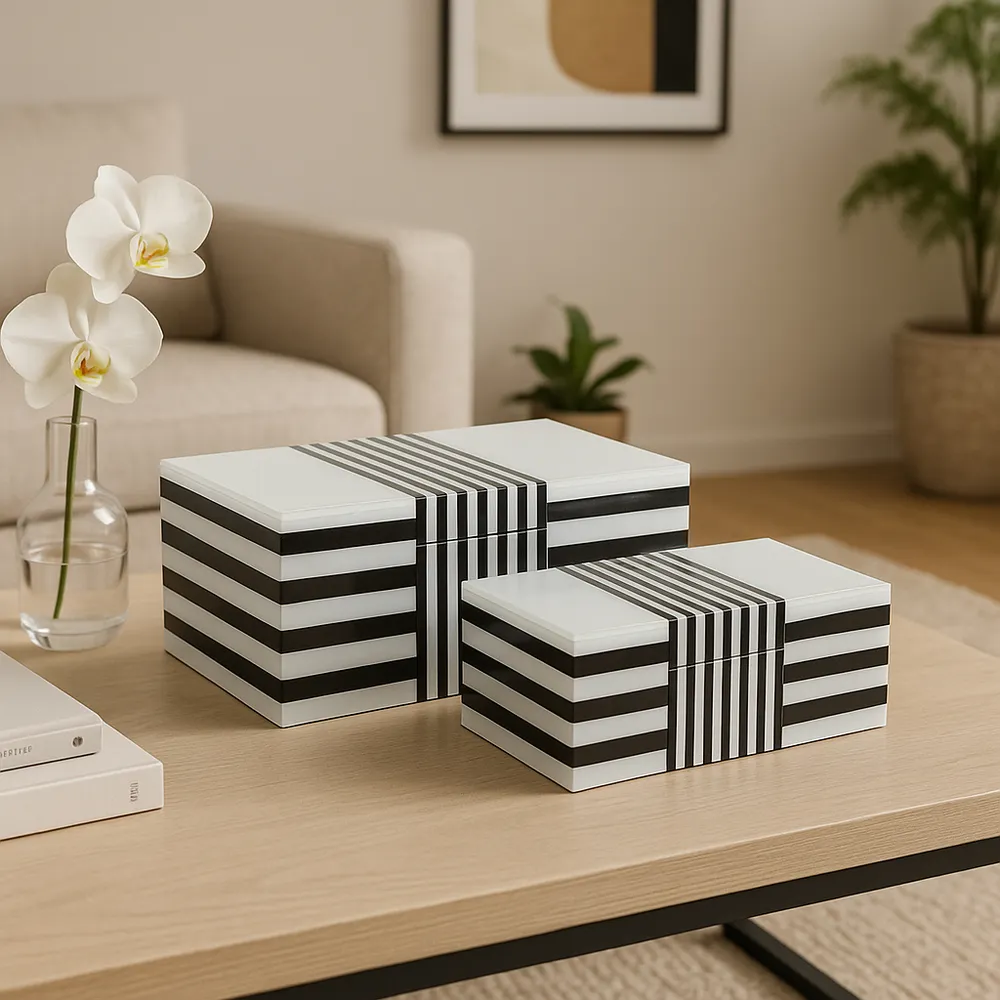 CAMDENVALE SET OF 2 BLACK BOXES 4 (IN)