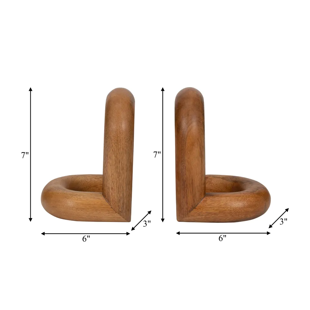 TRUEPORT SET OF 2 BROWN BOOKENDS 8 (IN)