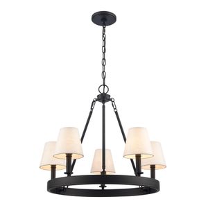 Rydell 24.5'' Wide 5-Light Chandelier - Matte Black and Parchment 1