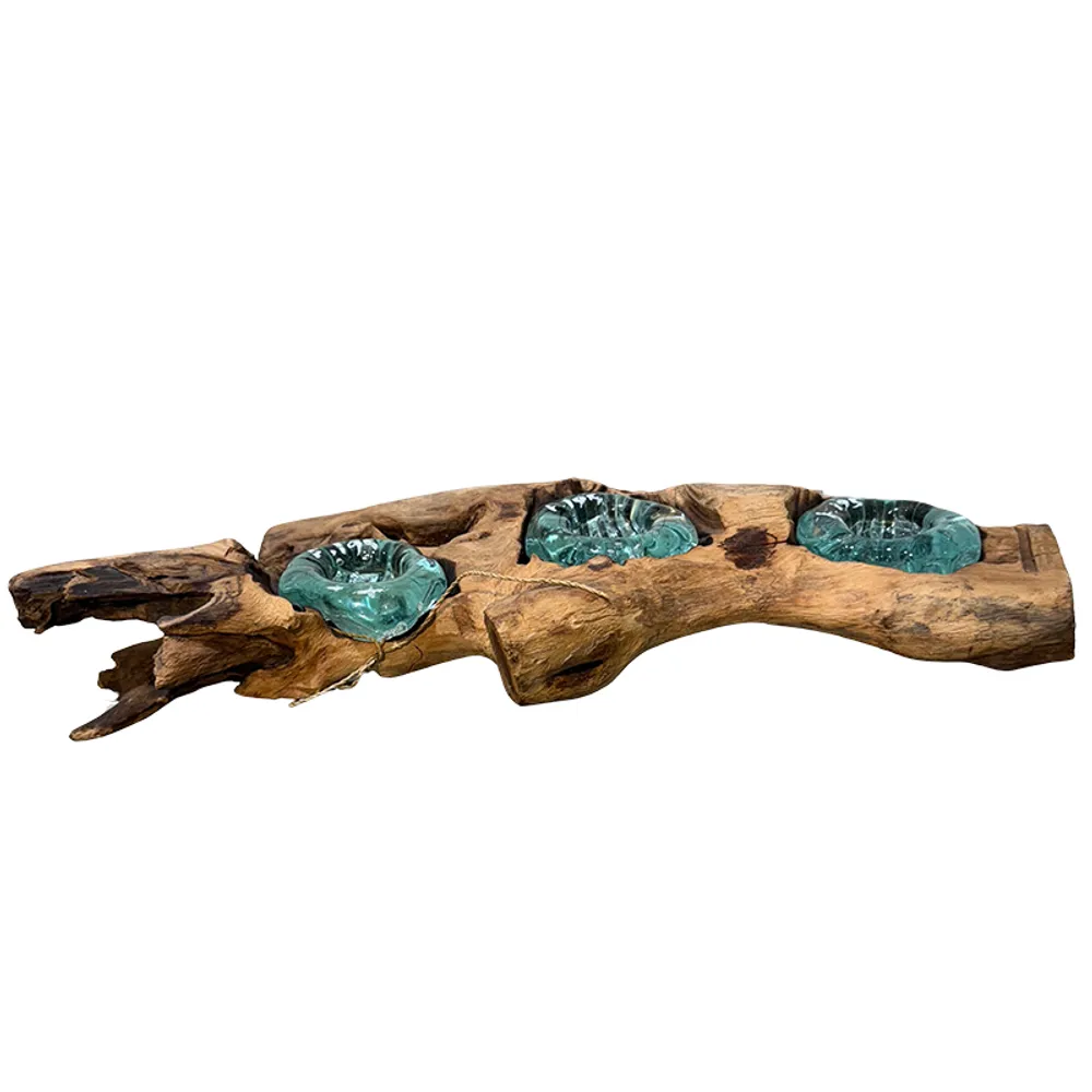 16" TRIPLE FLAT GLASS ON DRIFTWOOD