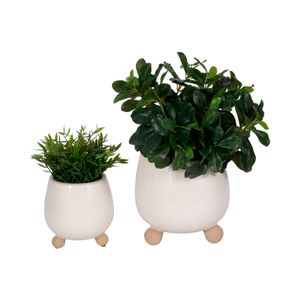 SUTTONOAK SET OF 2 IVORY PLANTER 8 (IN) 3