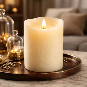 Cream Mottle Moving Flame LED Candle 3in by 4in 1