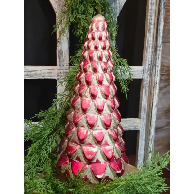 Vintage Red Glass Tree 6.5x6.5x15in