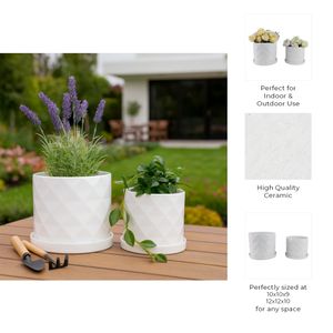 HEWITTROSE SET OF 2 WHITE PLANTER 11 (IN) 9