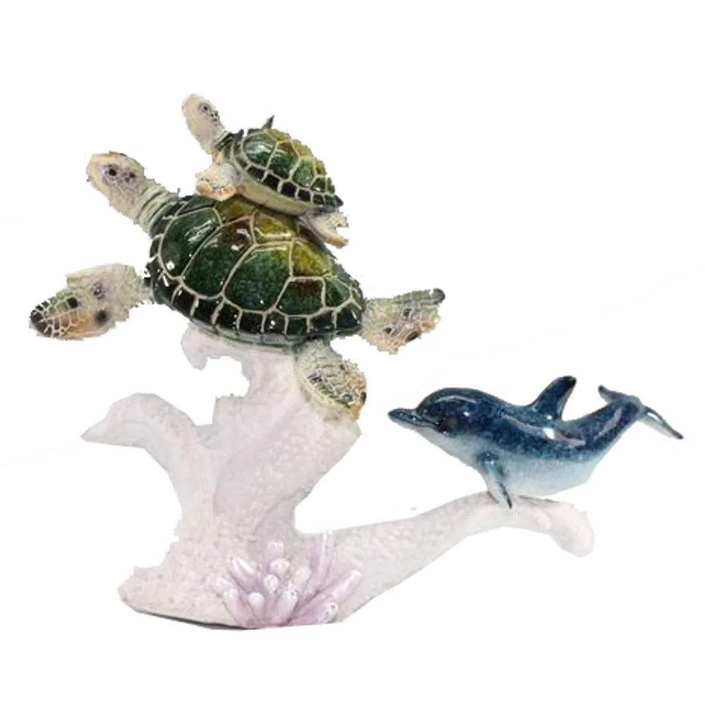 9-1/2" TURTLES AND DOLPHINS ON CORAL