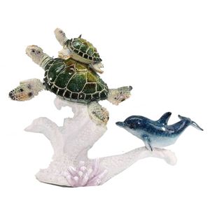 9-1/2" TURTLES AND DOLPHINS ON CORAL 1
