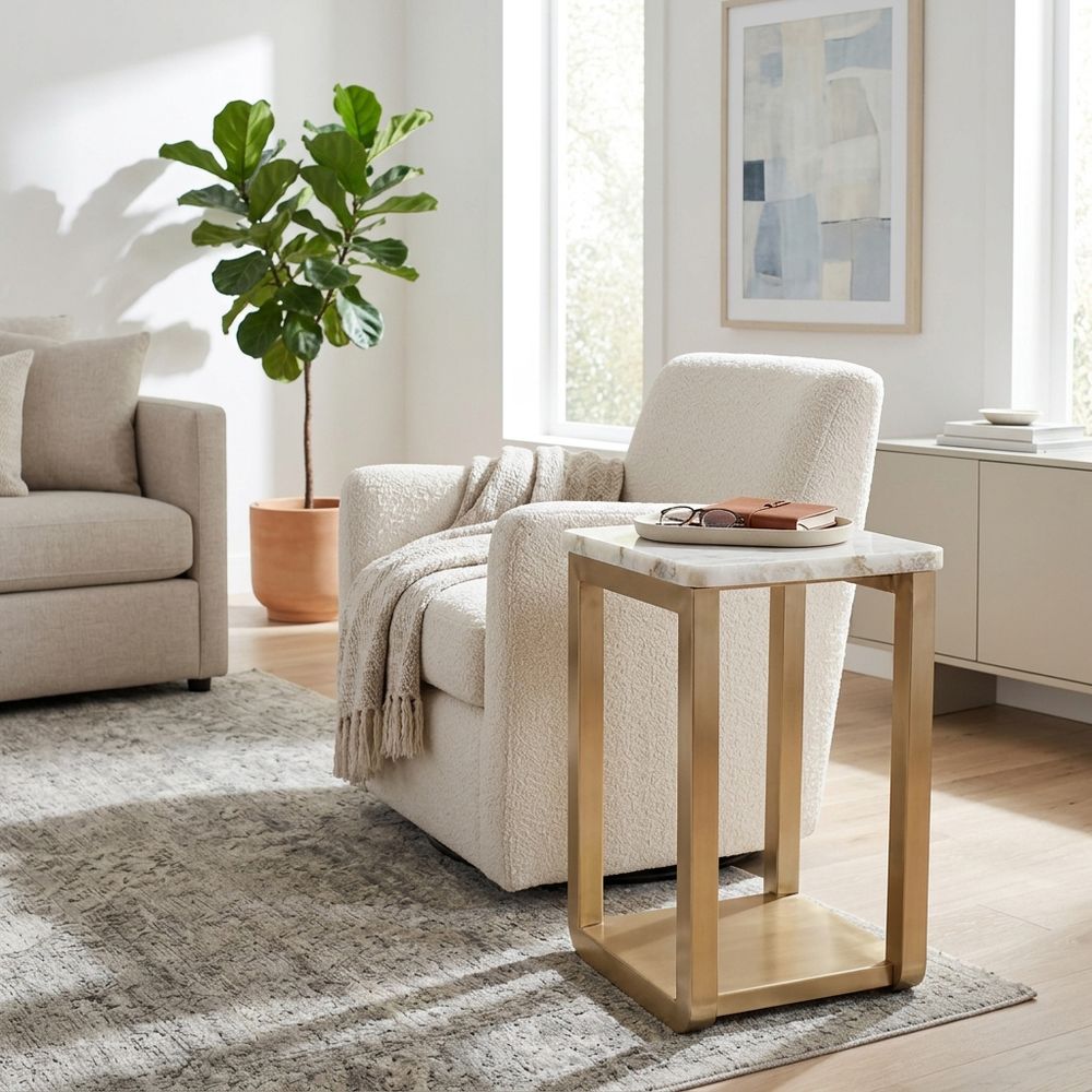 ADLERBURN WHITE TABLE 25 (IN)