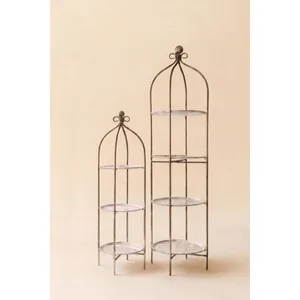 Set of 2 Tiered Round Rustic Iron Displays 4