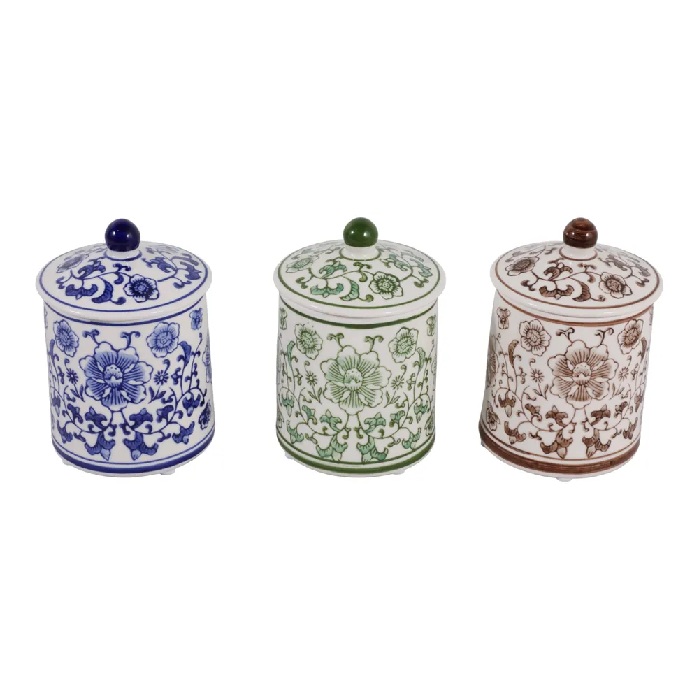 ADLERLEY SET OF 3 WHITE JARS 6 (IN)