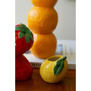 Set of 3 Strawberry, Orange and Lemon Ceramic Bud Vases 3