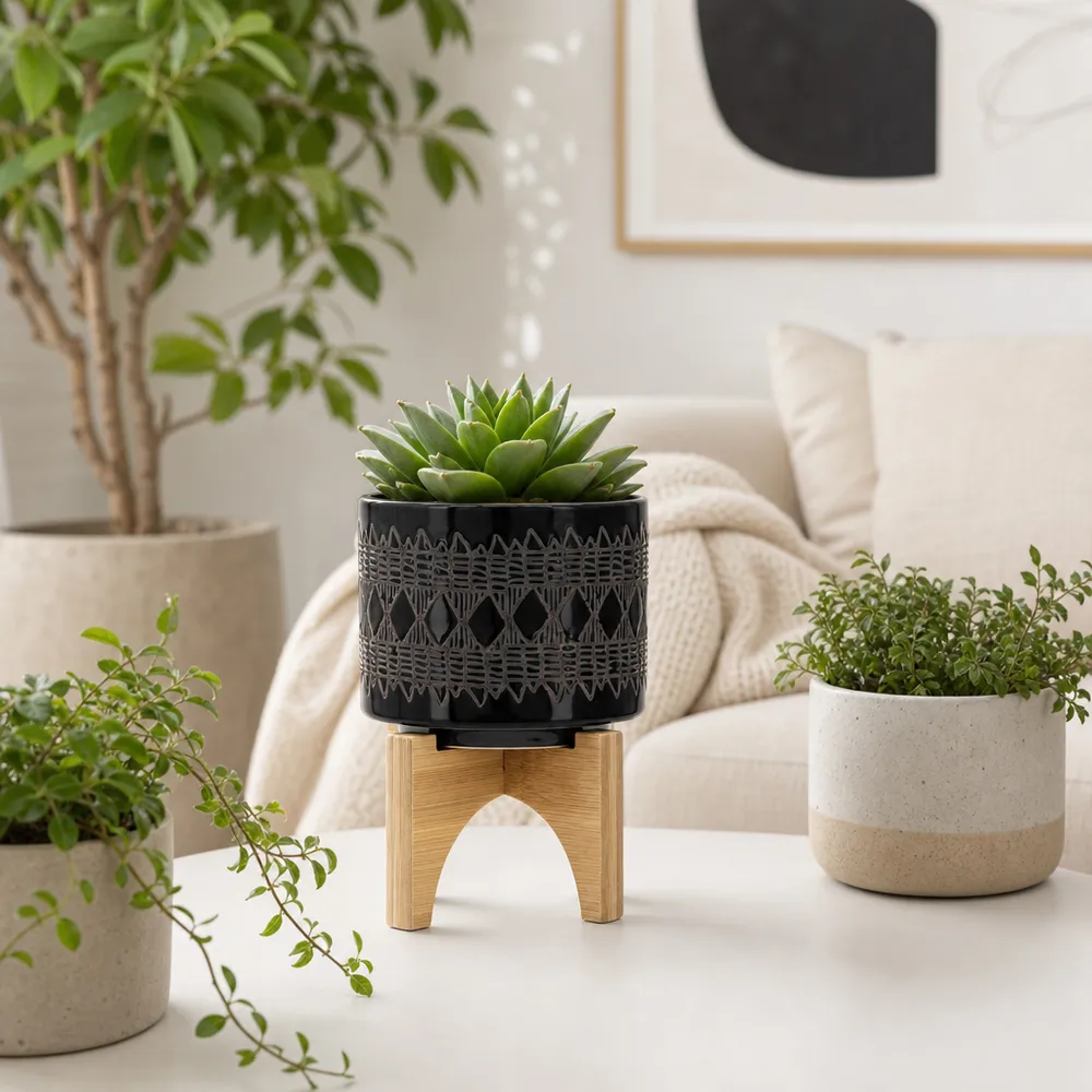DREWSIDE BLACK PLANTER 6 (IN)