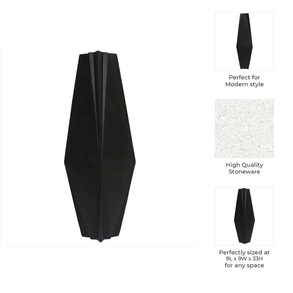 TARASIDE BLACK VASE 33 (IN)