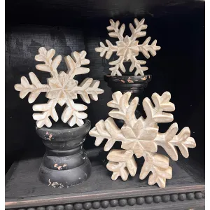 Whitewashed Wooden Snowflake 6x6in 4