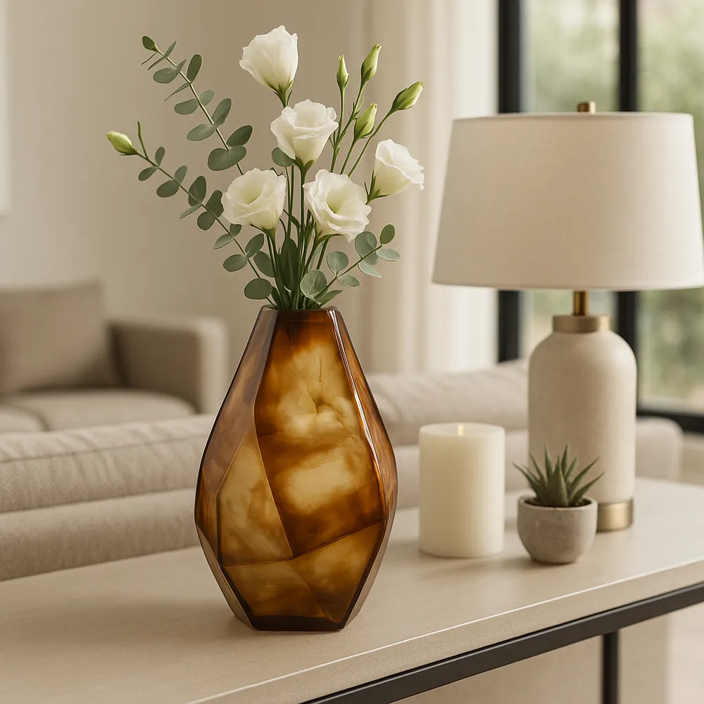 BOLTONHAVEN BROWN GLASS VASE 12 (IN)