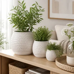 HILTONCLIFF SET OF 3 IVORY PLANTER 10 (IN) 2