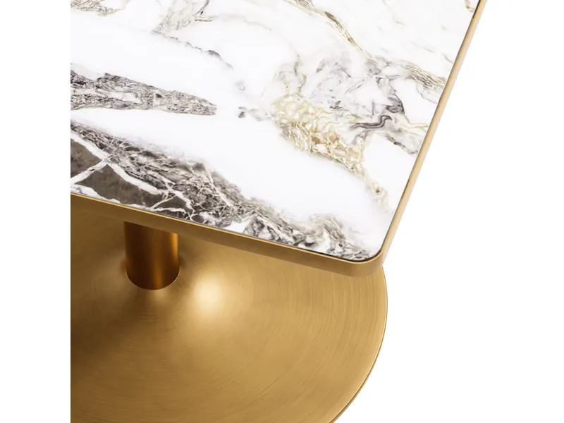 Caliza Dining Table White & Gold 6