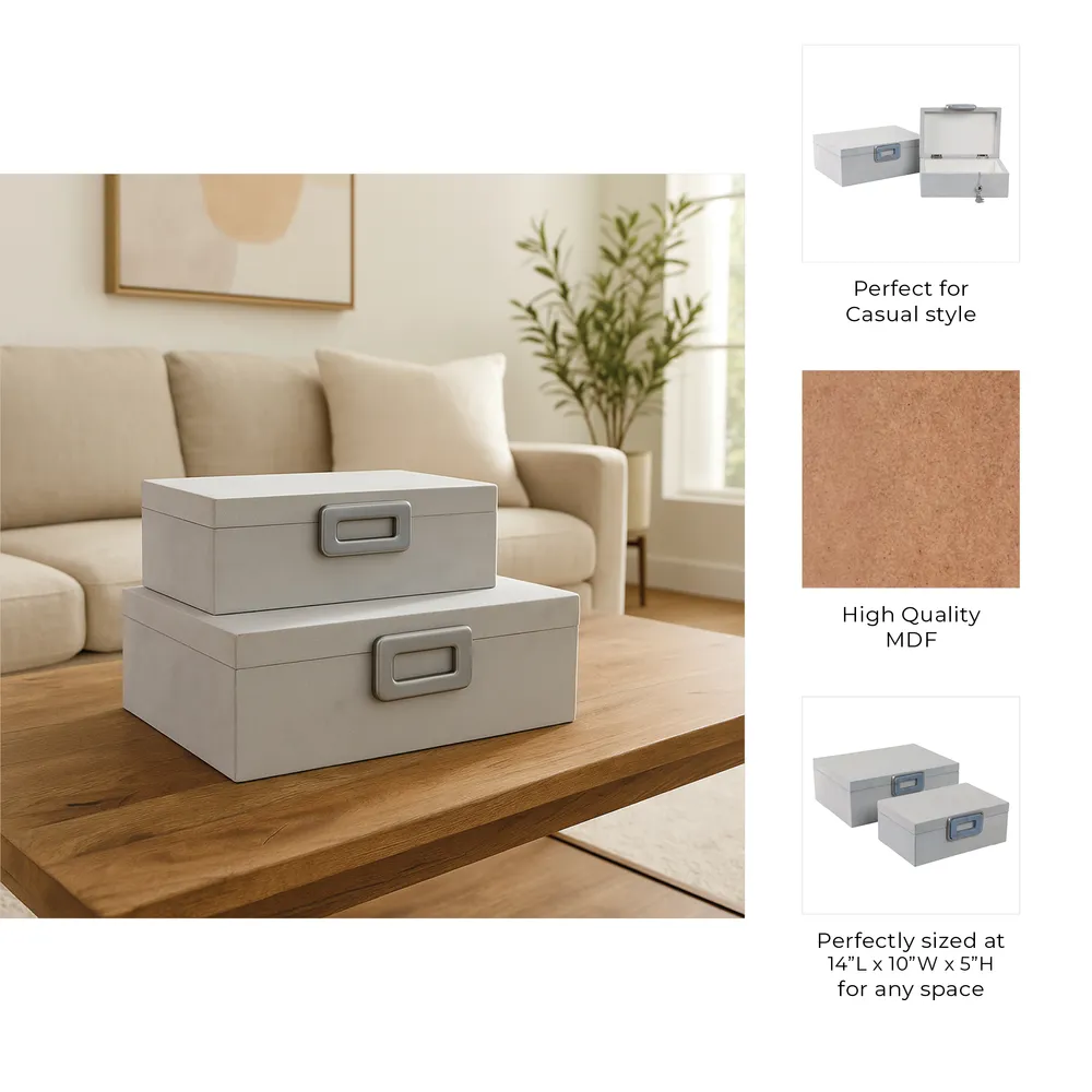 HAMMONDRIDGE SET OF 2 WHITE BOXES 5 (IN)