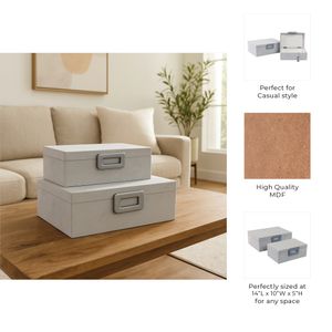 HAMMONDRIDGE SET OF 2 WHITE BOXES 5 (IN) 10