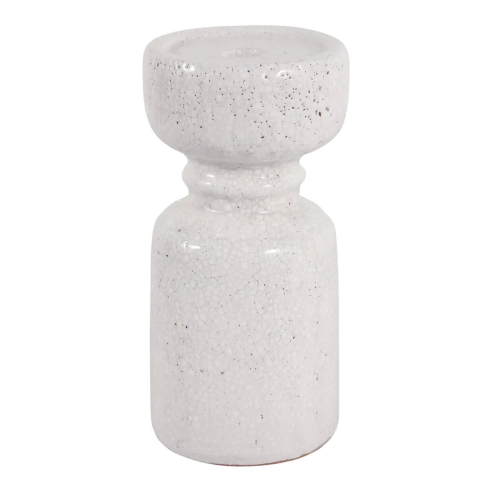 BARTONTON WHITE CANDLE HOLDER 9 (IN)