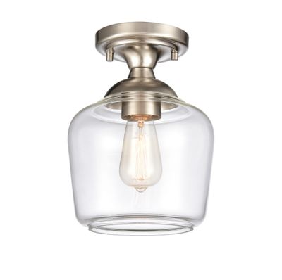 Agnes 8″ Wide 1-Light Semi Flush Mount - Satin Nickel